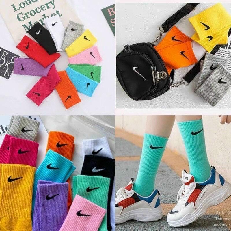 Tất vớ thể thao nike cổ cao - cổ trung - nhiều màu dệt kim cao cấp