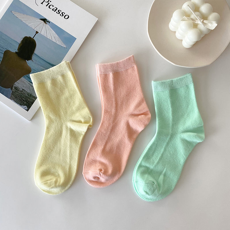 Vớ mỏng màu kẹo ngọt thời trang mùa hè phong cách Ins kiểu Hàn Nhật dành cho nữ sinh