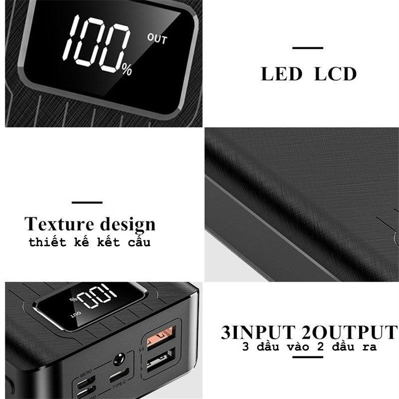 Power bank Pin dự phòng dung lượng đầy 50000mah kép USB di động sạc nhanh màn hình kỹ thuật số nguồn điện di động pin