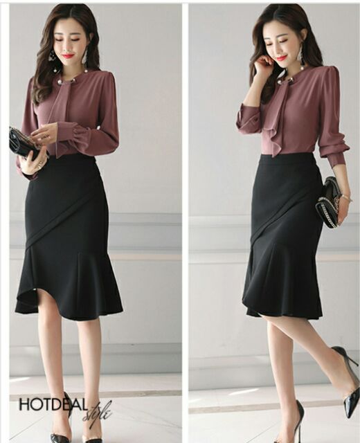 Chân váy đuôi cá công sở dáng dài Hàn Quốc thanh lịch, ôm body Vannhshop MS009