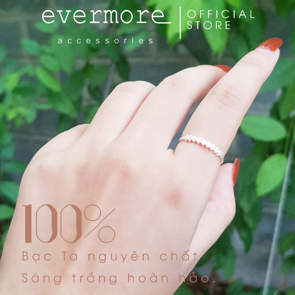 Nhẫn bạc đính đá EVERMORE, nhẫn bạc cao cấp vành đính đá Coco Crush thanh lịch, minimalism - N034