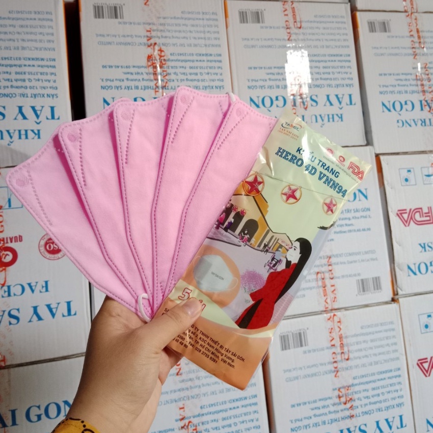 Khẩu trang 4D VNN94, 4 lớp kháng khuẩn, kiểu dáng 4D Hàn Quốc hàng chính hãng Khẩu trang y tế Tây Sài Gòn
