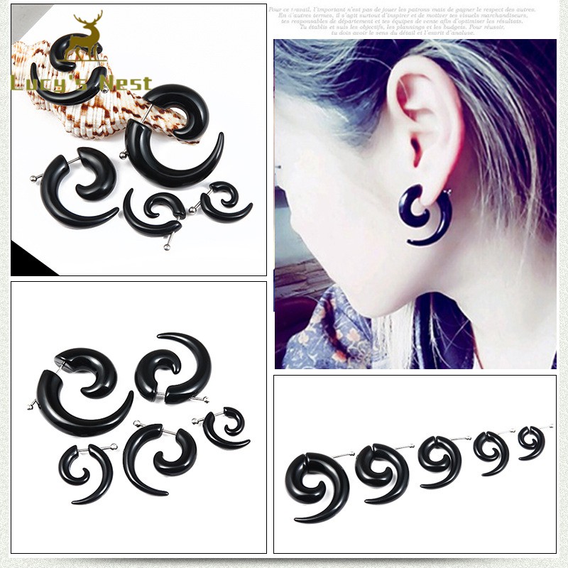 1 Pair Horn Shaped Ear Studs Men Dị Ứng Acrylic Earring For Male