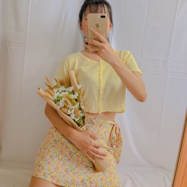 Chân váy hoa nhí dáng chữ A ngắn CV05