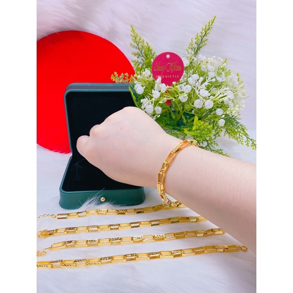 Lắc tay nam nữ kiểu xích vuông dát vàng 18 cao cấp mẫu mới về