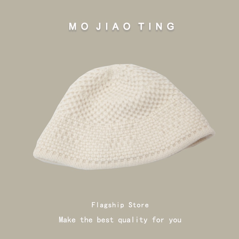 Mo Jiaoting Mũ Len Dệt Kim Rộng Vành Che Mặt Giữ Ấm Mùa Thu Đông Hợp Thời Trang Cho Nữ