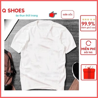 Áo thun trơn đen trắng nam nữ cổ tròn tay ngắn, Áo thun unisex đủ size chất vải dày mịn co dãn 4 chiều