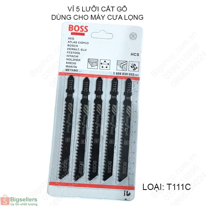 Bộ 5 lưỡi cưa gỗ, nhựa đa năng loại T111C dùng cho máy cưa lọng