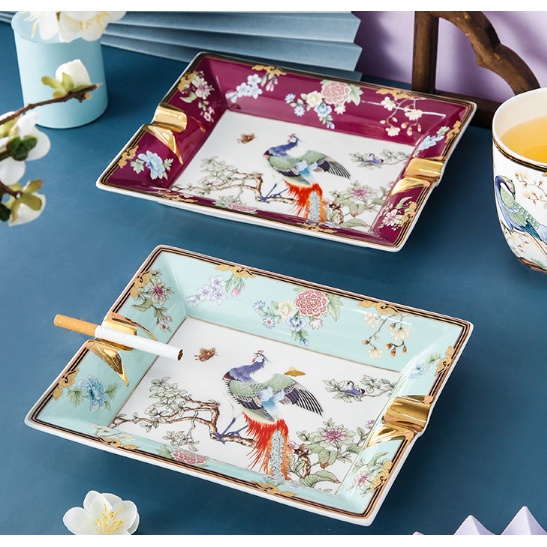 gạt tàn thuốc lá cao cấp sứ xương. FREESHIPGạt tàn thuốc lá Hoàng Gia họa tiết thủ công tinh xảo cao cấp sang trọng