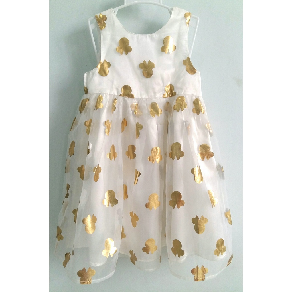 Đầm công chúa Disney in hình Minnie nhũ vàng