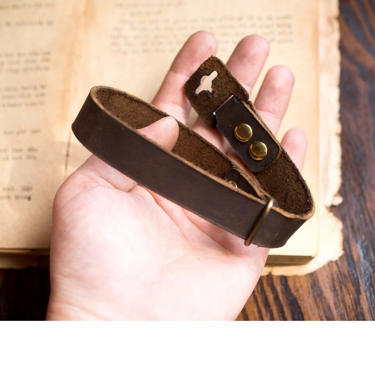 Dây máy ảnh vintage RAM Leather da bò thật handstrap nâu đất