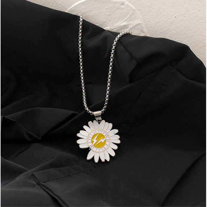 Vòng đeo cổ hình HOA CÚC GD- Dây chuyền vòng bi hợp kim unisex nam nữ đeo đôi phụ kiện trang sức thời trang