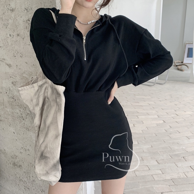 Váy kiểu dáng hoodies vừa năng động vừa quyến rũ phong cách Châu Âu Puwn Shop
