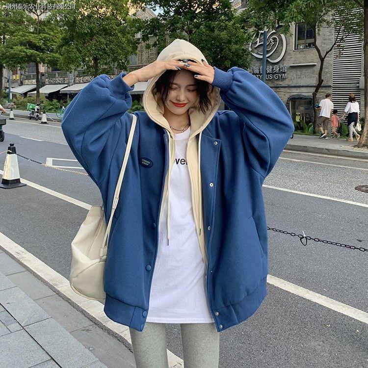 Áo nỉ dài tay giả hai lớp phong cách Hàn Quốc thời trang thu đông mới cho nữ