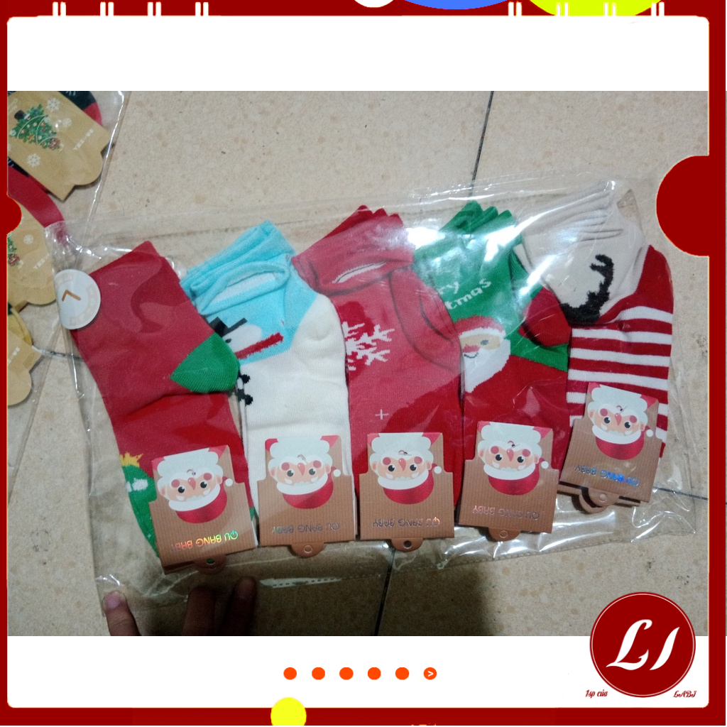 SET TẤT NOEL cổ cao hàng đẹp cho bé tặng Chun xoắn nhỏ nhắn cho bé 3-10 tuổi