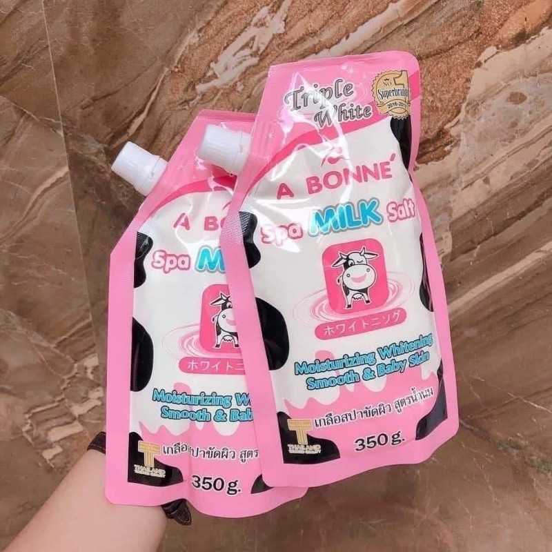 Muối tắm sữa bò tẩy tế bào chết A Bonne Spa Milk Salt 350g - có vòi