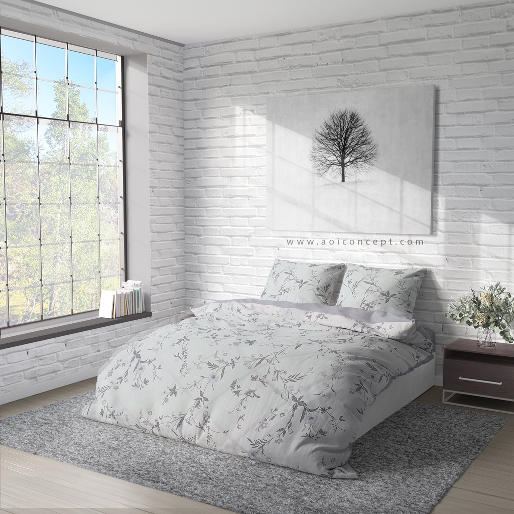 Trọn Bộ - 5 Món Ra Giường Lụa Tencel [ Lilies of the Valley ] Cao Cấp