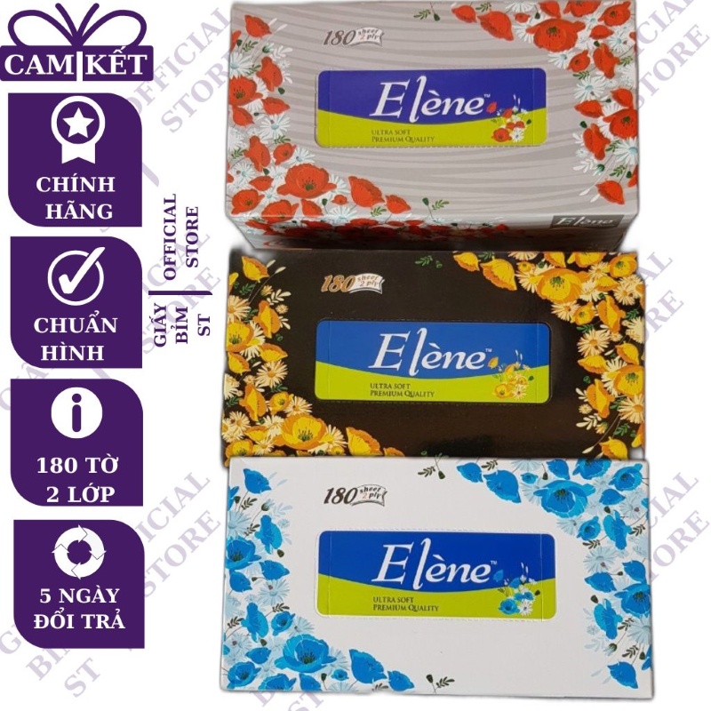 Giấy ăn rút lụa Elene Hộp giấy 180 tờ x 2 lớp
