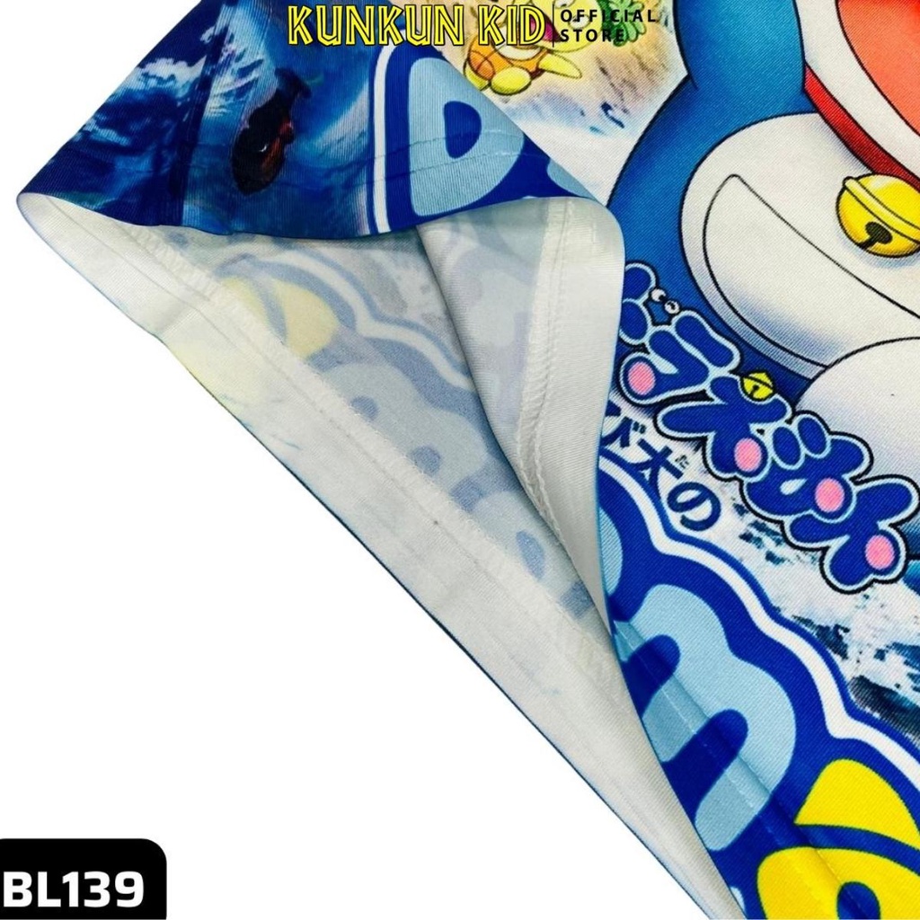 Đồ bộ ba lỗ thun lạnh hình doraemon xanh đậm cho bé trai size 10kg - 40kg Kunkun Kid BL139