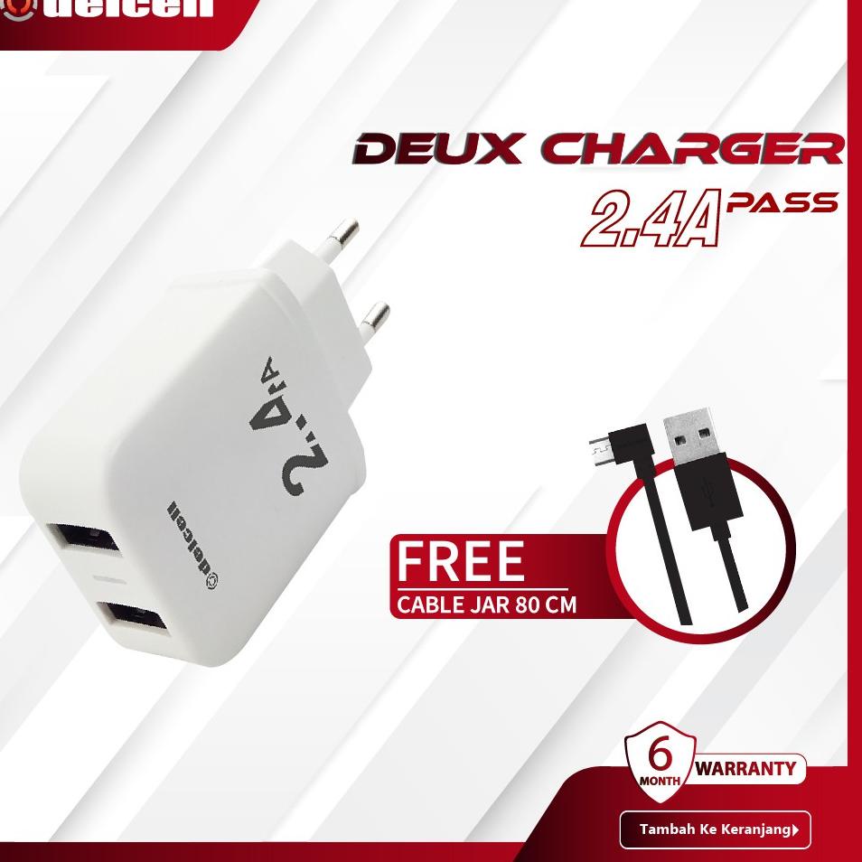 Bộ Sạc Nhanh 2.4A Deux Hai Cổng USB + Cục Sạc Nhanh 20cm Zaxti Micro 2A