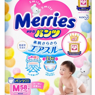 Tã/bỉm dán/quần merries nb96/s88/m64/l50/xl44