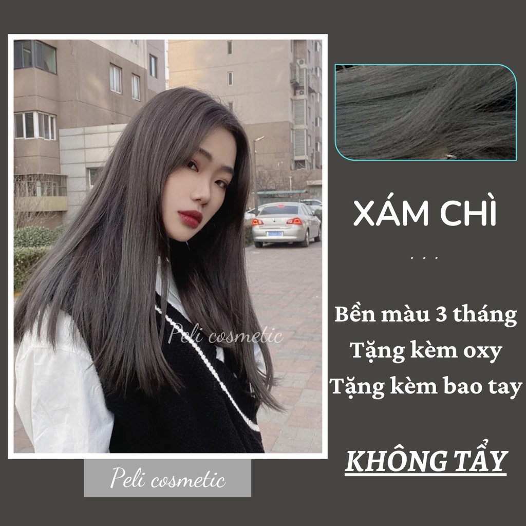 Thuốc nhuộm tóc . nhuộm tóc màu xám chì ,
