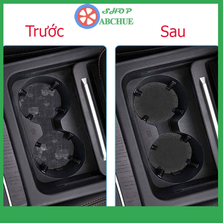 Bộ 2 miếng lót cốc nước bằng sợi carbon dùng trên xe hơi