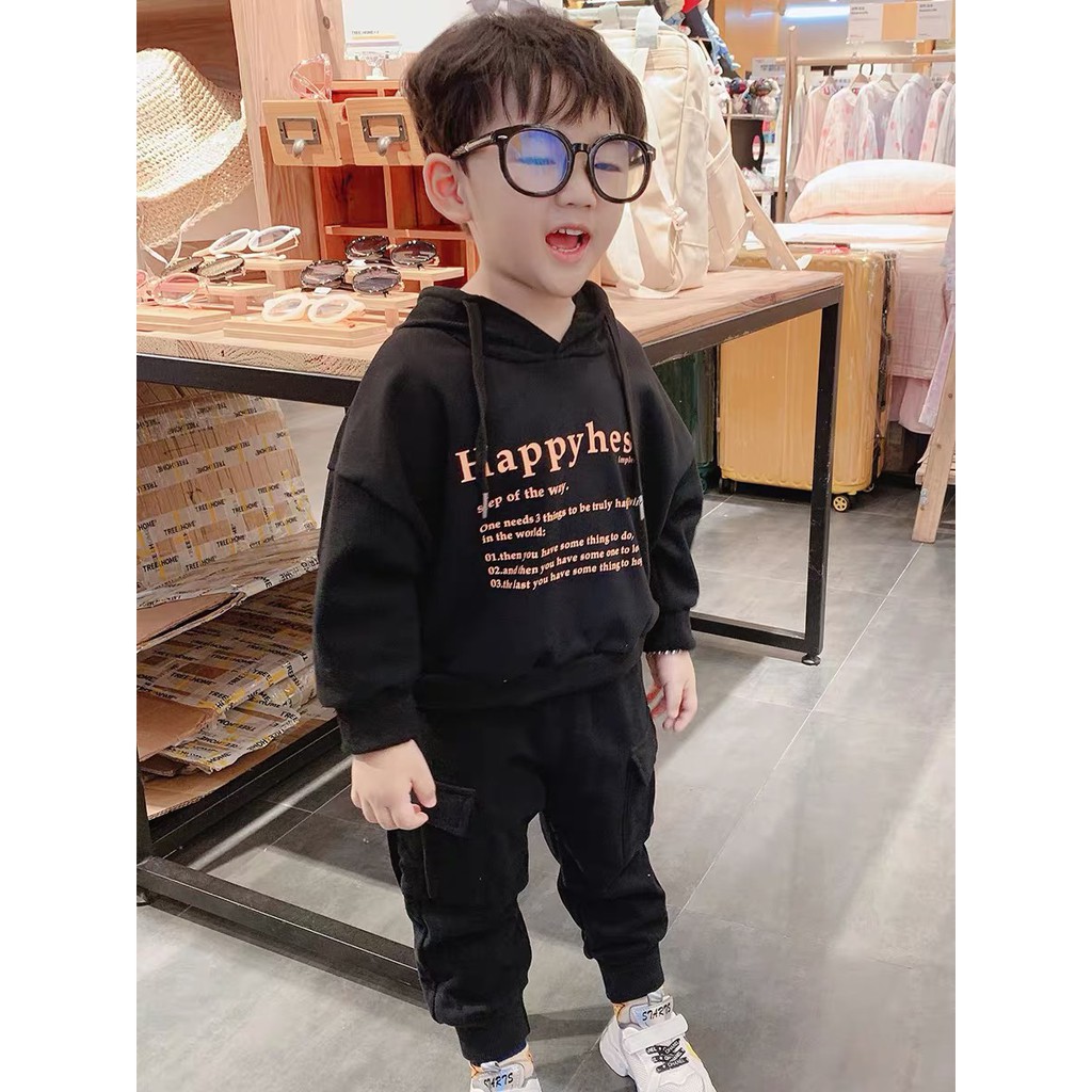 Bộ Quần Áo Nỉ Thu Đông Hoodie Cho Bé Trai Và Bé Gái Size 8-25kg HP01