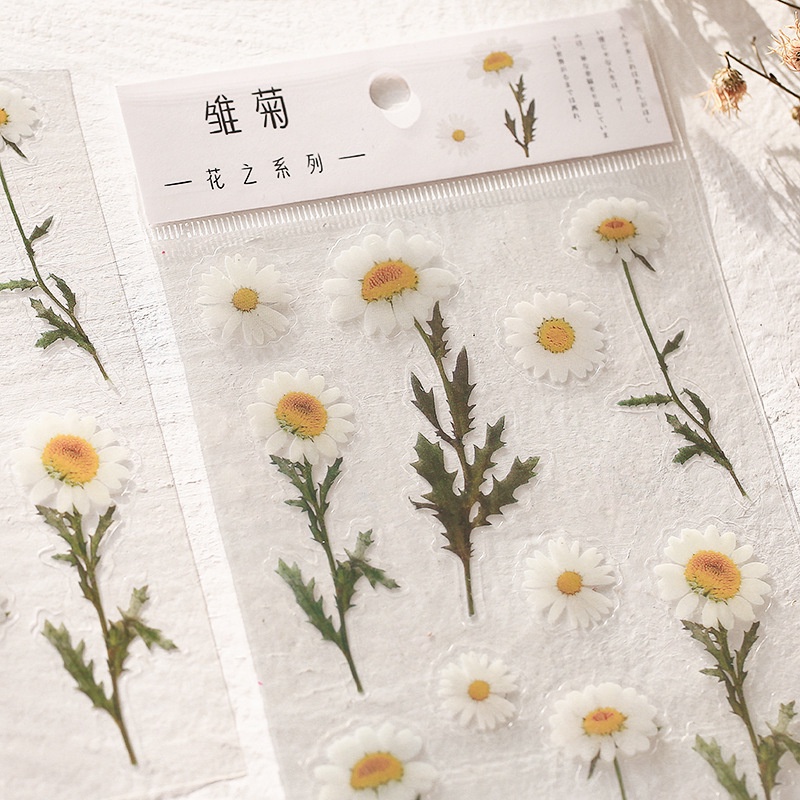 Miếng dán trang trí PET hình bông hoa/ lá cây trang trí xinh xắn