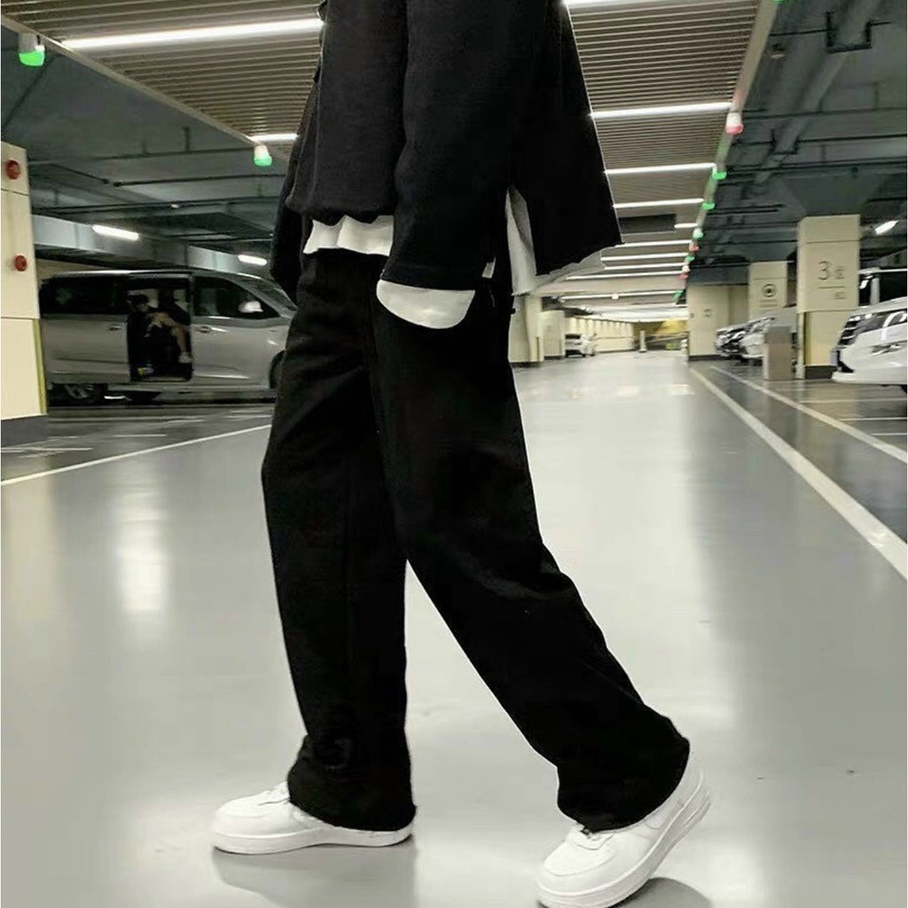 Quần ống suông cullotes nam nữ unisex trơn đen xám siêu hot 2020- quần ống rộng thể thao unisex dễ kết hợp<70kg | BigBuy360 - bigbuy360.vn