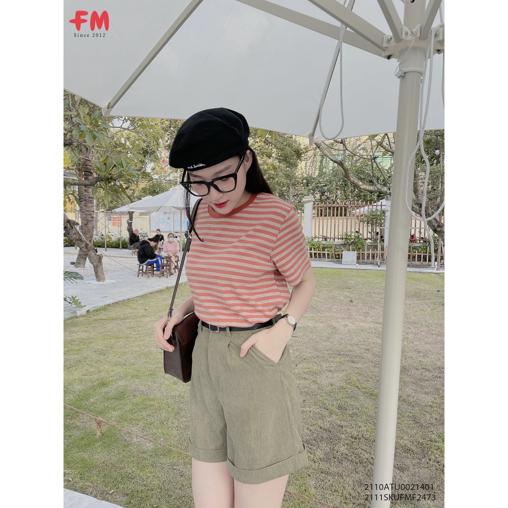 Quần short nữ nhung tăm gập lai CH2210B nữ FM Style 211124606