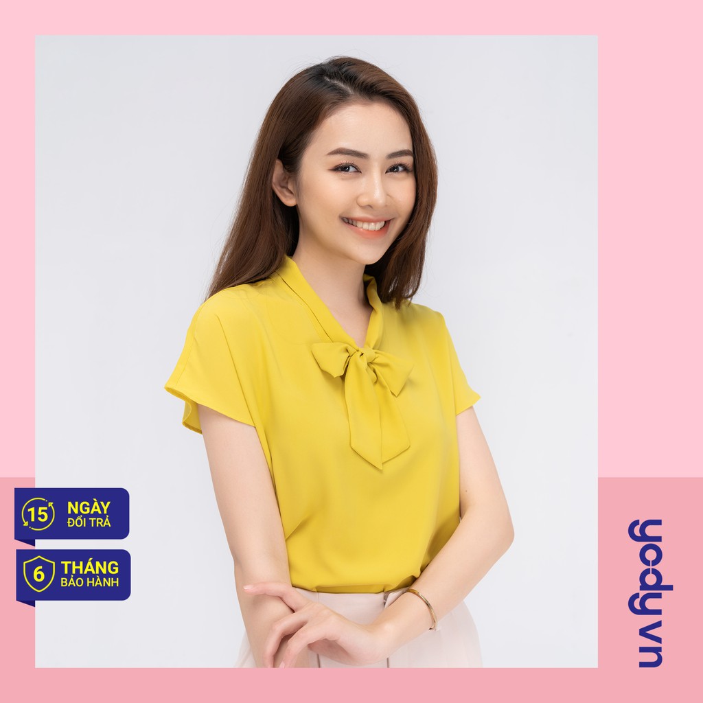 Áo sơ mi YODY Nữ suông vai chờm cổ nơ trẻ trung cá tính SCN4124