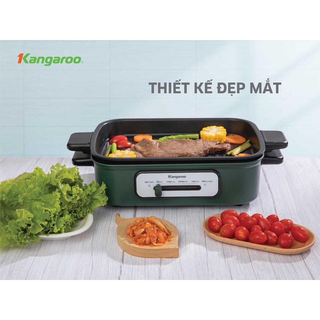 SIÊU PHẨM Nồi Lẩu Nướng - Bếp Lẩu Nướng 3IN1 Kangaroo KG5EGH - Đa Năng Cao Cấp -  Lẩu, Nướng, Hấp