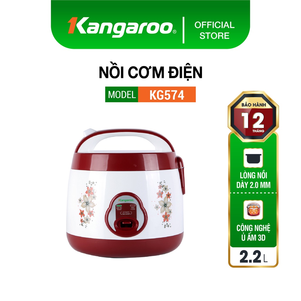 [Mã ELHADEV giảm 4% đơn 300K] Nồi cơm điện Kangaroo KG574 - 2.2L