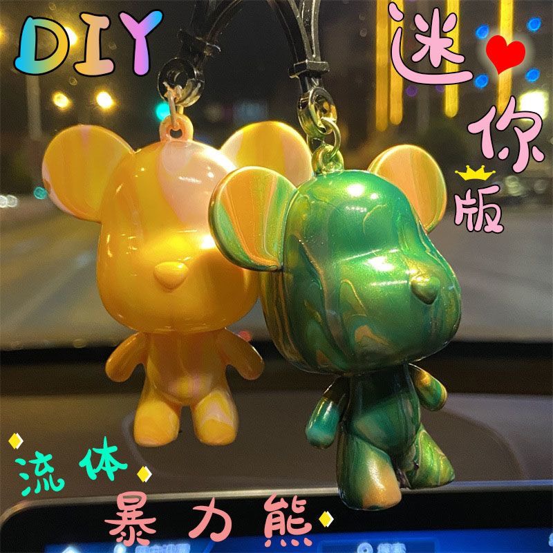 Móc Khóa Bearbrick DIY Tự Đổ Màu Acrylic Pouring Theo Sở Thích Nhiều Màu Siêu Xinh Mã MK-002