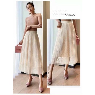 Chân váy voan xếp ly dáng dài lưới - Chân váy tutu xếp ly hình sao/chấm bi hàng đẹp