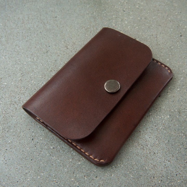 Ví da nữ mini màu nâu - Da bò thật - Đồ da Handmade Mino Crafts