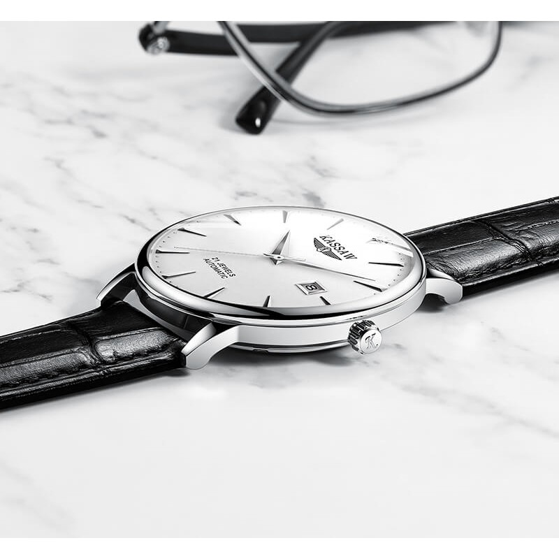 Đồng hồ nam chính hãng KASSAW K865-2 Kính sapphire ,chống xước,Chống nước ,BH 24 tháng,Máy cơ (Automatic) ,dây da đen