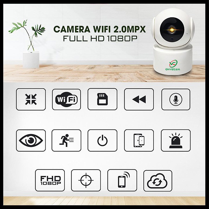Camera IP Onvizcam V5_PRO 2.0MP-Full HD 1080p, Xoay 360 độ, đàm thoại 2 chiều, phát hiện chuyển đôngk - Tặng thẻ nhớ 32G