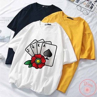 Áo thun Unisex JQKA và bông hoa màu đỏ - Cotton Thun Phong Cách Cá Tính - Cực Chất Và Đẹp