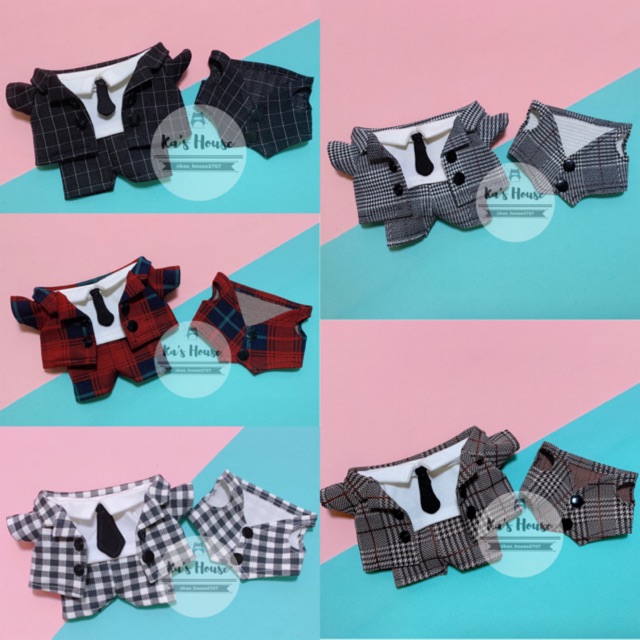 {20cm} set vest kèm gile cảo, outfit doll, outfit cho doll