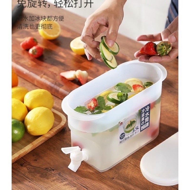 Bình Nước 3.5L Có Vòi Để Tủ Lạnh Cao Cấp, Đựng Nước Trái Cây Tiện Lợi Đa Năng Ngăn Nắp