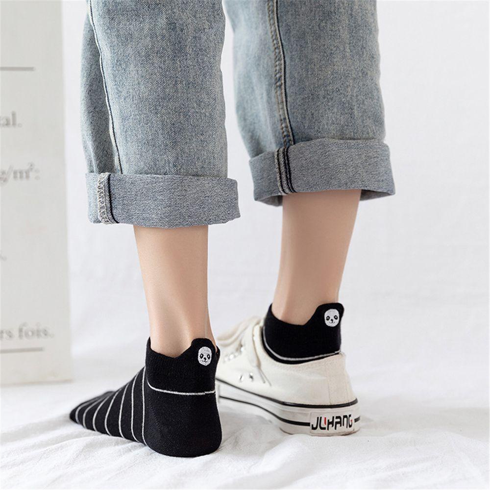 AROMA 1 Đôi Tất Cotton Ngắn Thêu Hình Động Vật Hoạt Hình Dễ Thương Cho Nữ