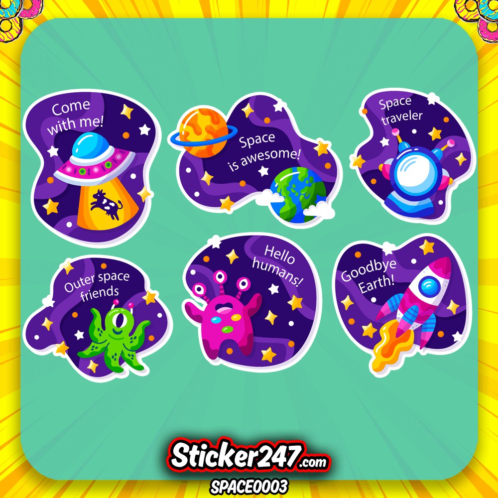 𝗦𝘁𝗶𝗰𝗸𝗲𝗿 dán trang trí không gian vũ trụ | SPACE0003 | Sticker 247