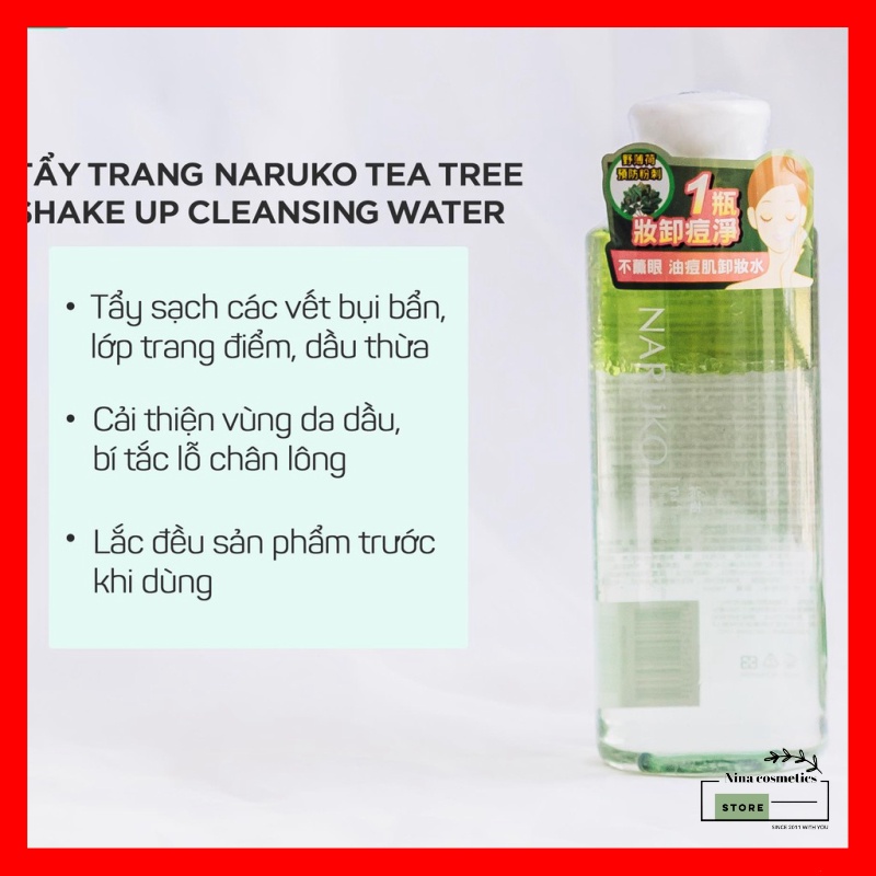 Tẩy Trang 2 Lớp Naruko Trà Tràm Tea Tree Shake-Up Cleansing Water 190ml