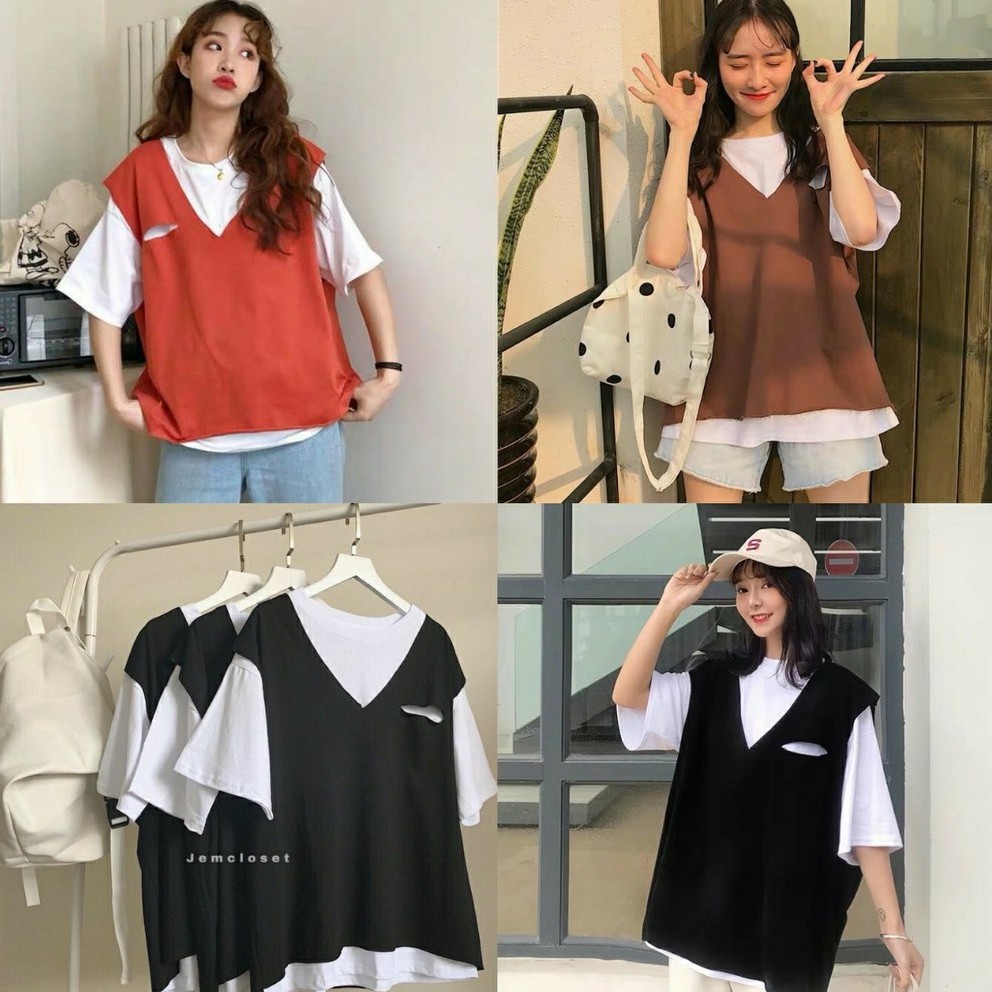 SET GILE TẶNG ÁO PHÔNG TAY LỠ ULZZANG HOT