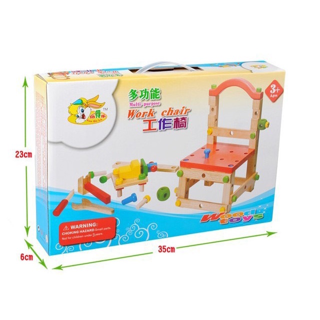 Đồ chơi lắp ráp ghế gỗ Montessori- Đồ chơi thông minh trẻ em MH:9000000191