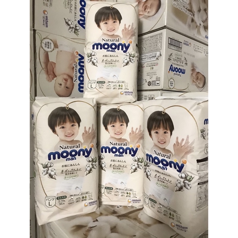 Tã Moony Natural cao cấp đủ size NB63/S58/M46/L38/L36/XL32