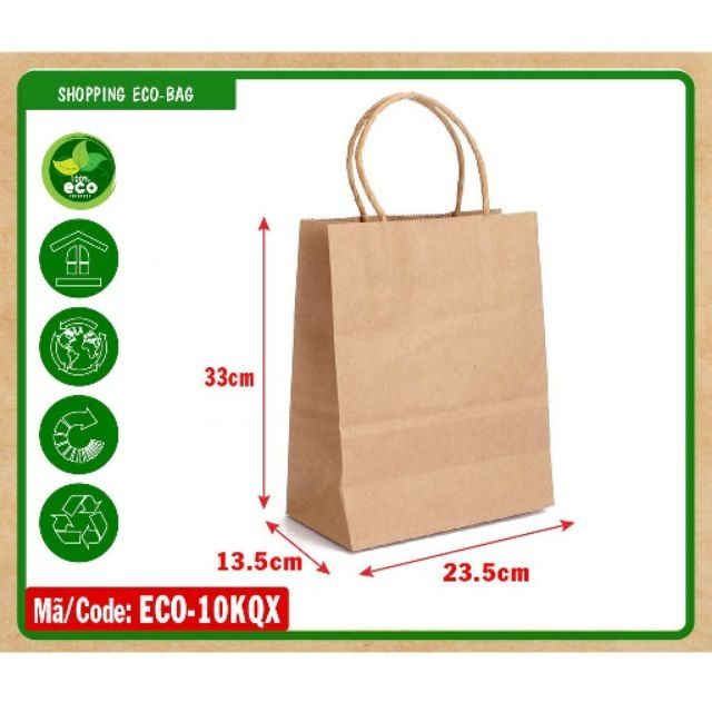 Combo 50 túi giấy kraft quai sách
