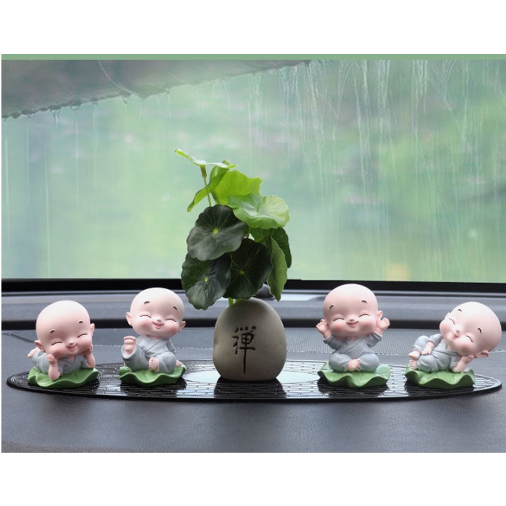 Set tiểu hoà thượng cực đáng yêu ngồi lá sen trang trí taplo Ô Tô, làm quà tặng- Dũng An shop